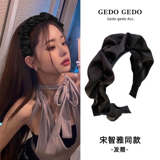 Cài tóc băng đô rửa mặt lụa dún bèo dễ thương - Ảnh 3