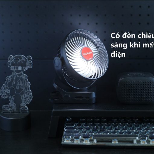 Quạt tích điện Yoobao F8 8000mAh , có đèn led, cổng USB kiêm sạc dự phòng 3in1 dùng từ 8- 30 tiếng - Ảnh 4