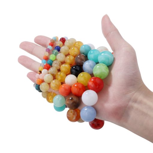 Bộ 50 Hạt Đá Nhân Tạo 6mm 34 Màu Tự Làm Trang Sức Tiện Dụng - Ảnh 5