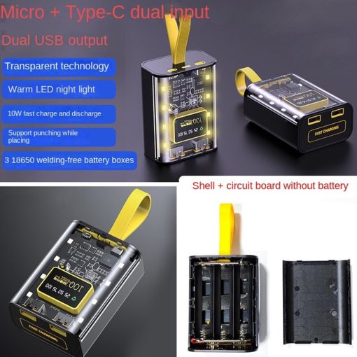 Pin Sạc Dự Phòng AIDEEPEN Cho Đèn Ngủ 10W Không Kèm Pin DIY - Ảnh 4