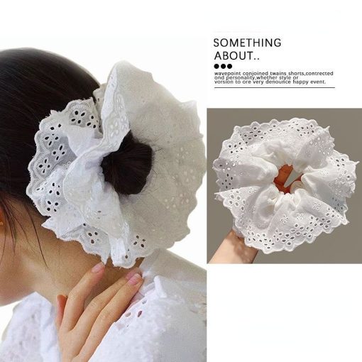 Dây Buộc Tóc Cotton Nguyên Chất Phối Ren Handmade Đa Năng Phong Cách Lolita Thời Trang Cho Nữ - Ảnh 4