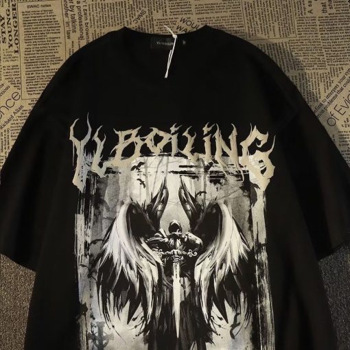 Áo Thun Cotton Tay Ngắn Dáng Rộng Phong Cách Hip Hop Đường Phố Âu Mỹ - Ảnh 6
