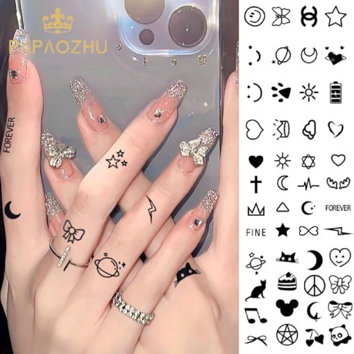 PAPAOZHU Hình Xăm Dán Tạm Thời Chống Nước Lâu Trôi Hình Mặt Trăng Ngôi Sao Cá Tính Cho Nam Và Nữ Paozhu Ins - Ảnh 2