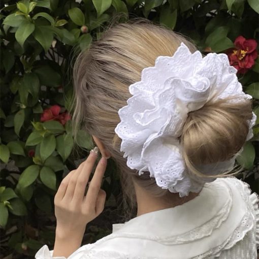 Dây Buộc Tóc Cotton Nguyên Chất Phối Ren Handmade Đa Năng Phong Cách Lolita Thời Trang Cho Nữ - Ảnh 2