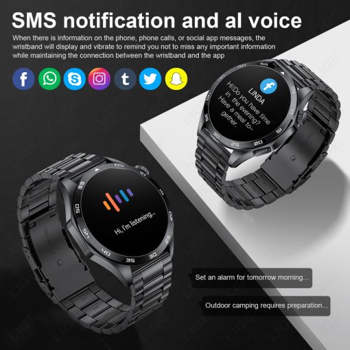 Đồng hồ thông minh LIGE Nam Bluetooth IP68 Theo dõi thể thao chống nước Nhịp tim - Ảnh 4