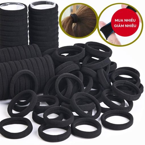 Gói số lượng lớn Dây cao su đuôi ngựa màu đen Giá cả phải chăng dành cho nữ và học sinh - Ảnh 2