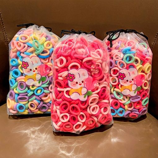 Set 100 Dây Buộc Tóc Cao Su Co Giãn Đơn Giản Thời Trang Hàn Quốc Cho Bé Gái - Ảnh 2