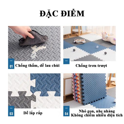 [MÃ ANCMAR GIẢM 15%] Thảm xốp size lớn 60cmx60cm lót sàn cho bé chống va đập , chống thấm chống trơn trượt an toàn - Ảnh 3