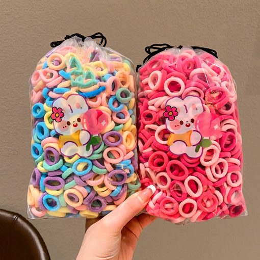 Set 100 Dây Buộc Tóc Cao Su Co Giãn Đơn Giản Thời Trang Hàn Quốc Cho Bé Gái - Ảnh 5