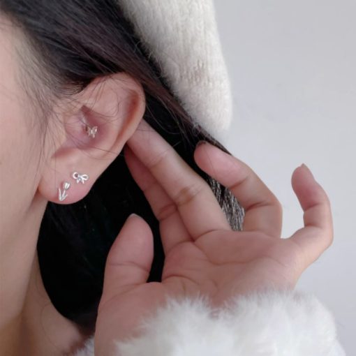 Roselife Khuyên Tai Bạc s925 Hình Hoa tulip Nơ Dành Cho Nữ Mặc Hàng Ngày - Ảnh 5