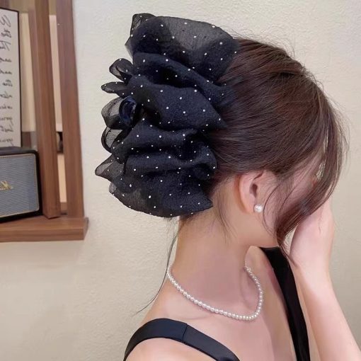 Ahellogirl Cloud Seersucker Kẹp Nữ Tính Công Chúa Tóc Cá Mập Kẹp Tóc Lớn Kẹp Tóc Mũ Ở Mặt Sau Đầu - Ảnh 5