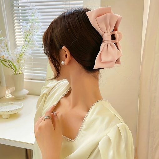 2024 Ngọt Ngào Satin Nơ Lấy Kẹp Tính Khí Tóc Lấy Lại Đầu Tóc Cá Mập Kẹp - Ảnh 5