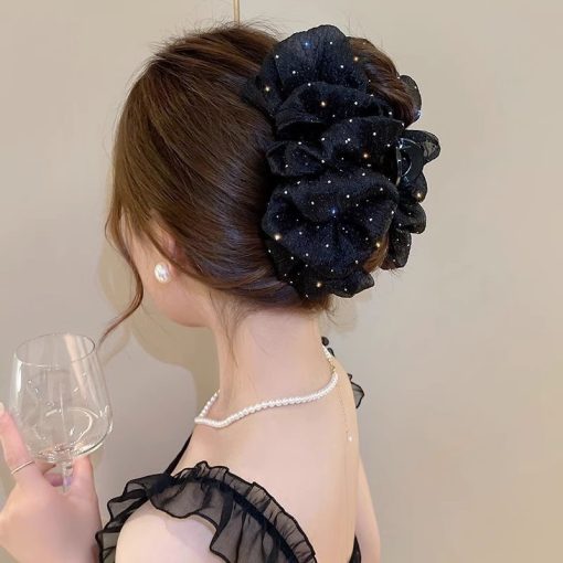 Ahellogirl Cloud Seersucker Kẹp Nữ Tính Công Chúa Tóc Cá Mập Kẹp Tóc Lớn Kẹp Tóc Mũ Ở Mặt Sau Đầu - Ảnh 6