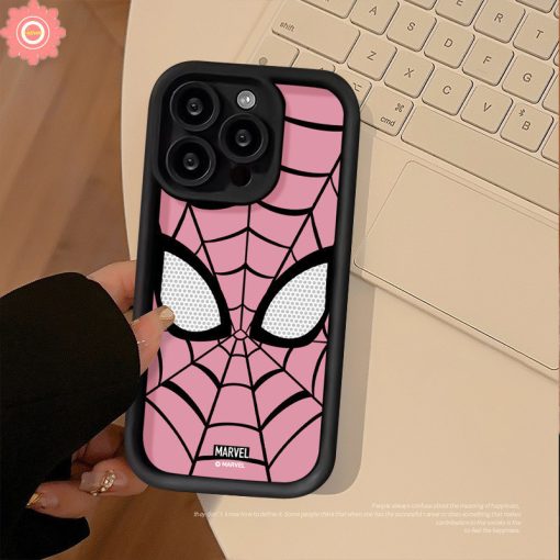 Ốp lưng Marvel Cool Pink Spider-Man thương hiệu hợp thời trang Tương thích cho IPhone 11 15 13 14 12 Pro Max 15 7 6 8 6S Plus XR XS X Max SE 2020 Phim hoạt hình Anime Angel Eyes Soft Couples Case - Ảnh 5