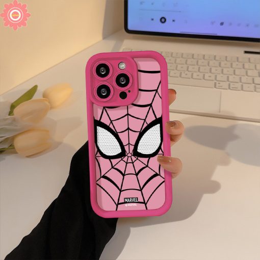 Ốp lưng Marvel Cool Pink Spider-Man thương hiệu hợp thời trang Tương thích cho IPhone 11 15 13 14 12 Pro Max 15 7 6 8 6S Plus XR XS X Max SE 2020 Phim hoạt hình Anime Angel Eyes Soft Couples Case - Ảnh 3