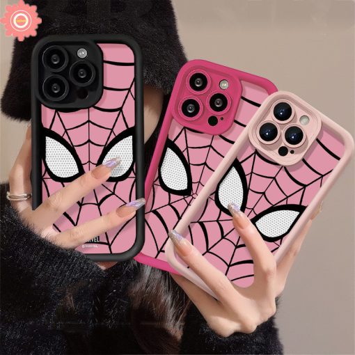 Ốp lưng Marvel Cool Pink Spider-Man thương hiệu hợp thời trang Tương thích cho IPhone 11 15 13 14 12 Pro Max 15 7 6 8 6S Plus XR XS X Max SE 2020 Phim hoạt hình Anime Angel Eyes Soft Couples Case - Ảnh 6