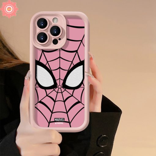 Ốp lưng Marvel Cool Pink Spider-Man thương hiệu hợp thời trang Tương thích cho IPhone 11 15 13 14 12 Pro Max 15 7 6 8 6S Plus XR XS X Max SE 2020 Phim hoạt hình Anime Angel Eyes Soft Couples Case - Ảnh 4