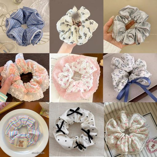 Cô Gái Ngọt Ngào Hàn Quốc Lớn In Hoa Dây Buộc Tóc Scrunchies Dây Tóc Phụ Kiện Tóc - Ảnh 2