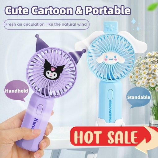 Hoạt Hình usb Quạt Sạc Hoạt Hình Dễ Thương Kuromi Cinnamoroll Giai Điệu hello Kitty mini Di Động Máy Tính Để Bàn Trẻ Em Quạt Cầm Tay Cho Trẻ Em Quà Tặng fot Trẻ Em - Ảnh 3