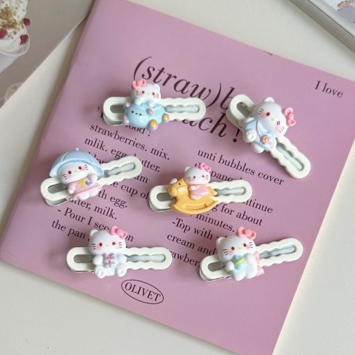 Kẹp tóc Kitty dễ thương, phụ kiện tóc bên hông mới dễ thương, mỏ vịt cô gái màu hồng hoạt hình phụ kiện tóc - Ảnh 3