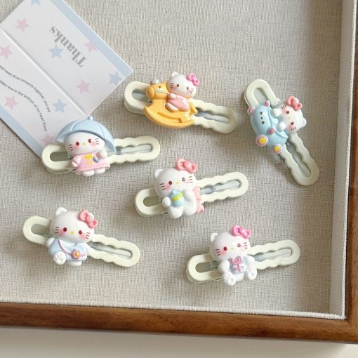 Kẹp tóc Kitty dễ thương, phụ kiện tóc bên hông mới dễ thương, mỏ vịt cô gái màu hồng hoạt hình phụ kiện tóc - Ảnh 4