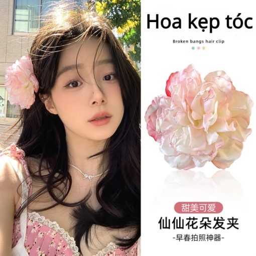 Hoa Mẫu Đơn Kẹp Tóc Lớn Ngày Lễ Gió lõm Hình Ảnh Hoa Bên Kẹp Tóc Phụ Kiện Mùa Xuân Mới Mũ Nữ - Ảnh 2