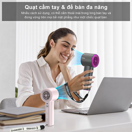 【Tặng quà/Bảo hành nửa năm】GOOJODOQ Quạt Turbo Jet 4000 mAh có thể sạc lại, cầm tay, di động, gió mạnh, tốc độ cao 100 vòng/phút - Ảnh 5