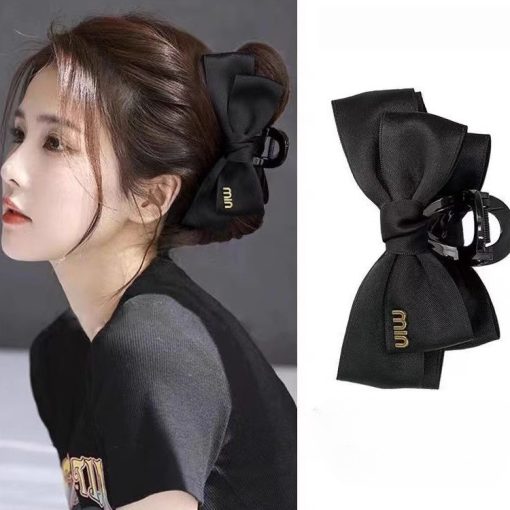Nữ Phong Cách Công Chúa Nơ Tóc Kẹp Bên Đen Mũ Đội Đầu - Ảnh 2