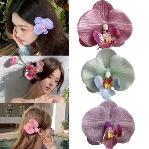 Cô Gái Ngọt Ngào Đẹp Phalaenopsis Hoa Kẹp Tóc Kẹp Bên Nổ Kẹp Phụ Kiện Tóc - Ảnh 2