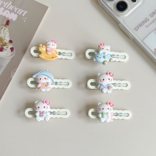 Kẹp tóc Kitty dễ thương, phụ kiện tóc bên hông mới dễ thương, mỏ vịt cô gái màu hồng hoạt hình phụ kiện tóc - Ảnh 5