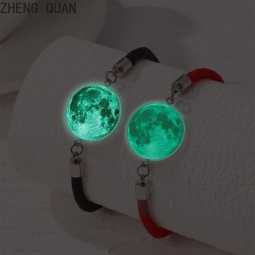 2 Cái / bộ Lãng Mạn Dạ Quang Mặt Trời Trăng Cặp Đôi Vòng Tay Thủy Tinh Mặt Trăng Charm Vòng Tay Trang Sức Tình Bạn Quà Tặng Ngày Lễ Tình Nhân Cho Nữ Thời Trang Phát Sáng Trong Bóng Tối - Ảnh 4