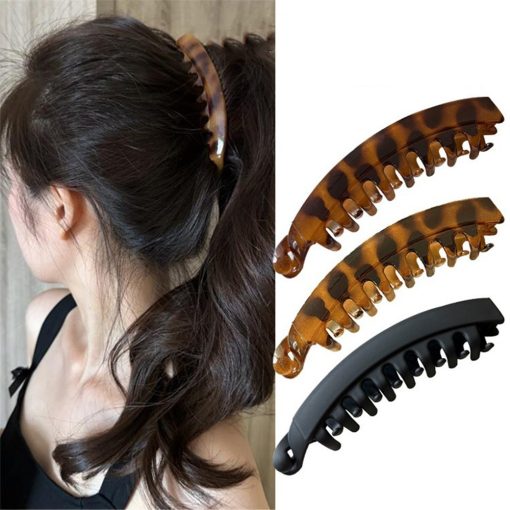 Lười Chuối Kẹp Tóc Tóc Đuôi Ngựa Cao Cố Định Hiện Vật Kẹp Dọc Phụ Kiện Tóc Cho Nữ - Ảnh 4