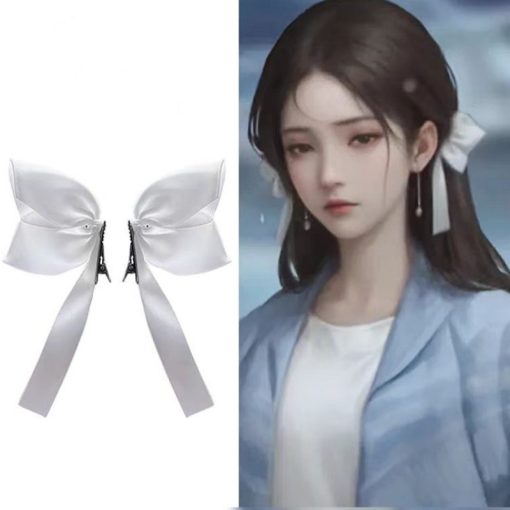 2 Miếng Kẹp Tóc Nơ Thủ Công Màu Trắng - Ảnh 3