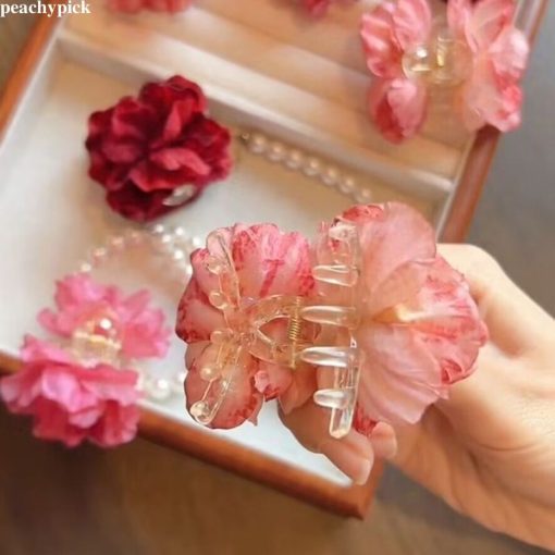 [Đào] Kẹp tóc hoa phong cách Trung Quốc Kẹp tóc hoa mô phỏng Kẹp tóc đuôi ngựa Kẹp móng vuốt tóc nhỏ - Ảnh 4