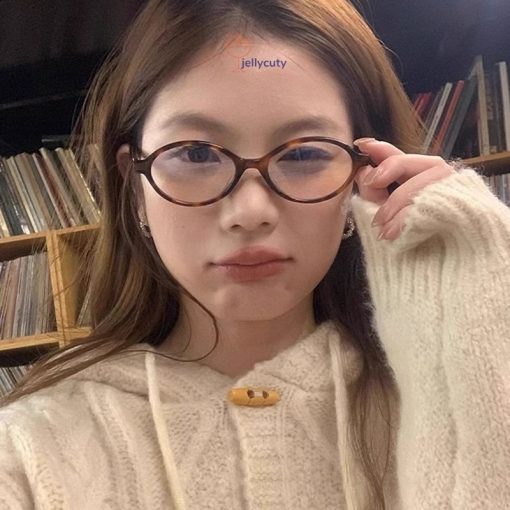 🍥jellycuty🍥 👓Mắt kính gọng cận nữ form Oval dẹt Y2k Phong cách Hàn Quốc Hot trend - Ảnh 3