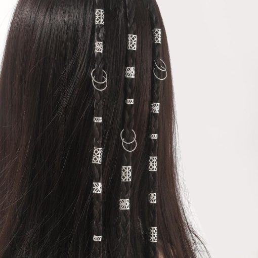 Sahrai 80 Chiếc Rỗng Ra Tóc, Dread Locks Và Bạc Dreadlocks Hạt, bông tai Phụ Kiện Tóc Mũ DIY Bẩn Bím Tóc Ống Bím Tóc Nam Vòng tóc rỗng - Ảnh 4