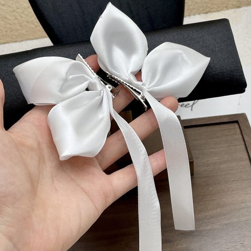 2 Miếng Kẹp Tóc Nơ Thủ Công Màu Trắng - Ảnh 2