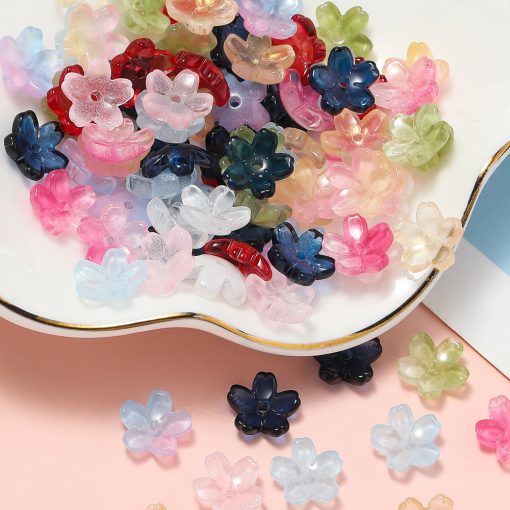 St. kunkka 10 Chiếc Thủy Tinh Sakura Hạt Hoa 10.5 Mm Thủy Tinh Tiếp Nhận Hạt Đế Cho DIY Vòng Tay Vòng Cổ Làm - Ảnh 2