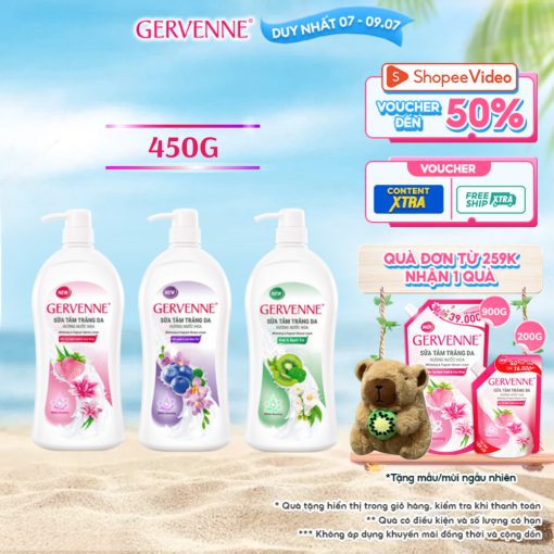 Sữa tắm trắng da hương nước hoa Gervenne 450G/chai (3 mùi) - Ảnh 2