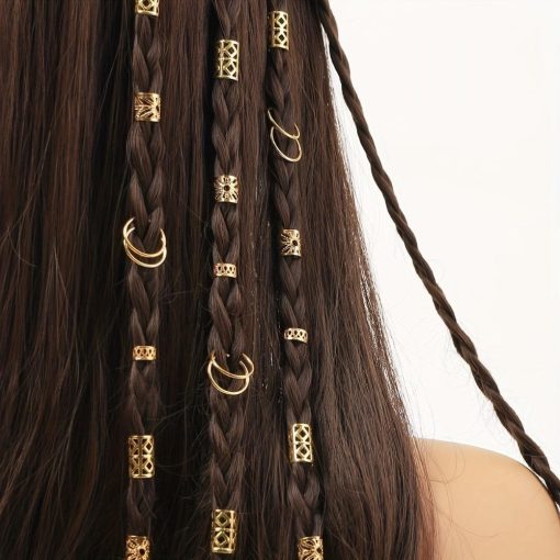 Sahrai 80 Chiếc Rỗng Ra Tóc, Dread Locks Và Bạc Dreadlocks Hạt, bông tai Phụ Kiện Tóc Mũ DIY Bẩn Bím Tóc Ống Bím Tóc Nam Vòng tóc rỗng - Ảnh 6