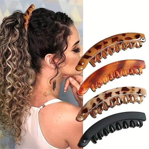 Lười Chuối Kẹp Tóc Tóc Đuôi Ngựa Cao Cố Định Hiện Vật Kẹp Dọc Phụ Kiện Tóc Cho Nữ - Ảnh 3