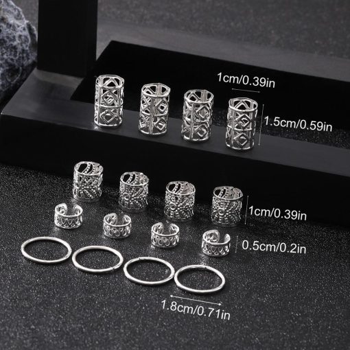 Sahrai 80 Chiếc Rỗng Ra Tóc, Dread Locks Và Bạc Dreadlocks Hạt, bông tai Phụ Kiện Tóc Mũ DIY Bẩn Bím Tóc Ống Bím Tóc Nam Vòng tóc rỗng - Ảnh 3