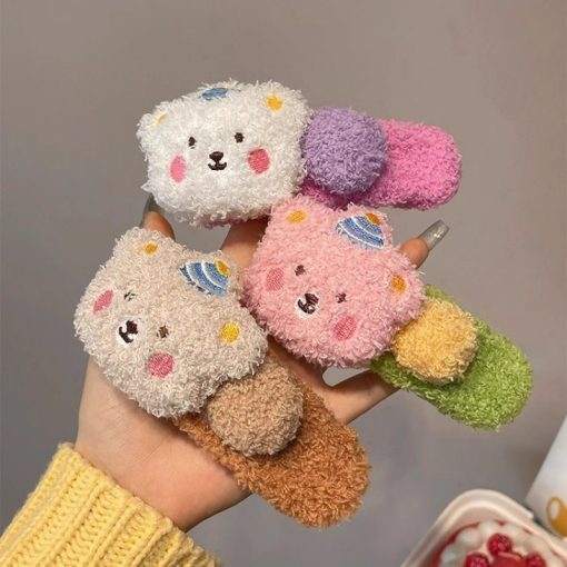 Mùa Đông Dễ Thương Sang Trọng Gấu Kẹp Tóc Kẹp Tóc Mũ Phụ Kiện - Ảnh 3