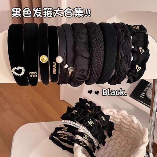 Phụ kiện tóc mùa thu đông cao cấp dành cho nữ, băng đô nơ ngọc trai đơn giản, phong cách mới cho 2024 - Ảnh 2