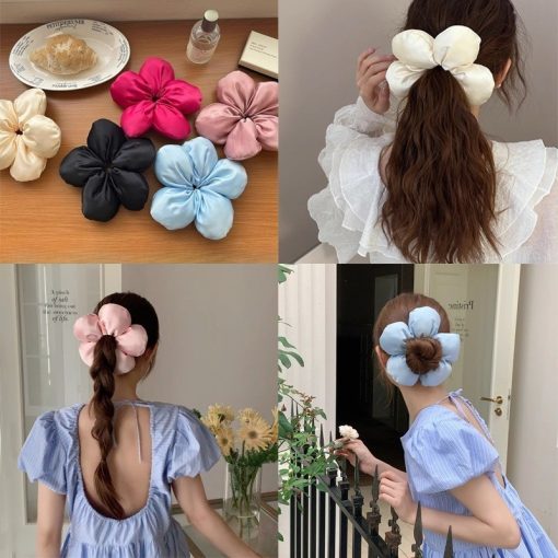 Dây buộc tóc hoa lớn phổ biến Scrunchies LASSY  dây buộc tóc PHAO hình bông hoa size to cho nàng - Ảnh 2