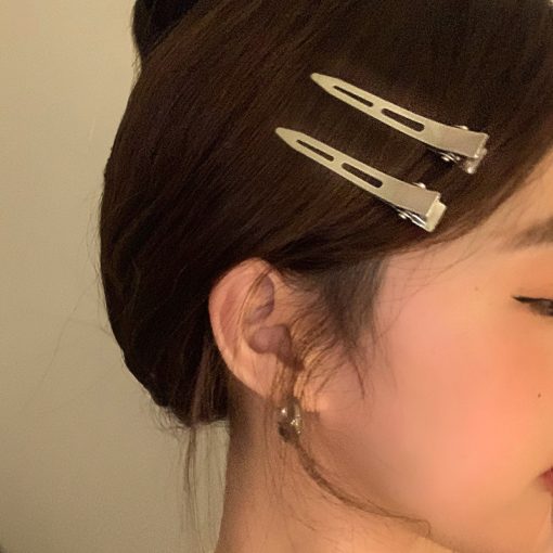 Kim Loại Nổ Trang Điểm Tạo Kiểu Kẹp Nữ Đơn Giản Bạc Kim Loại Mỏ Vịt Kẹp Phụ Kiện Tóc Thời Trang - Ảnh 4