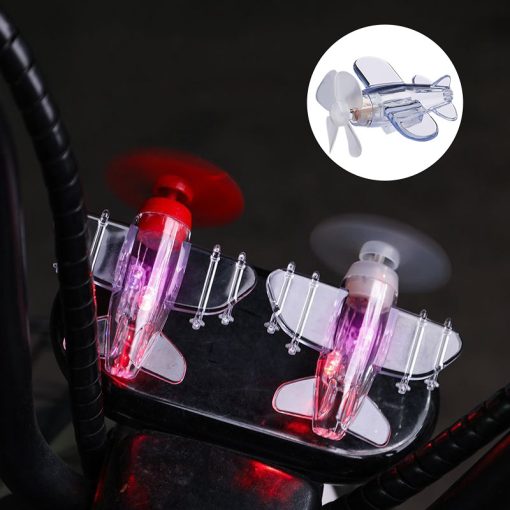 Máy bay nhỏ chạy bằng gió Hoạt hình Trang trí xe đạp Máy bay Phong cách phát sáng Đồ trang trí Động cơ - Ảnh 3