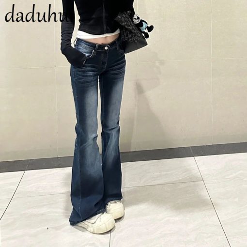 Daduhui New American Ins High Street Retro Micro Flared Jeans Niche High Waist Wide Leg Pants Large Size Trousers - Ảnh 6