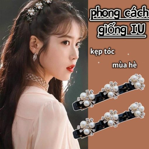 Ahellogirl Hàn Quốc Thời Trang Mới Hai Lớp Đổ Xô Tóc Nữ Ngọc Trai Bướm Kẹp Tóc - Ảnh 4