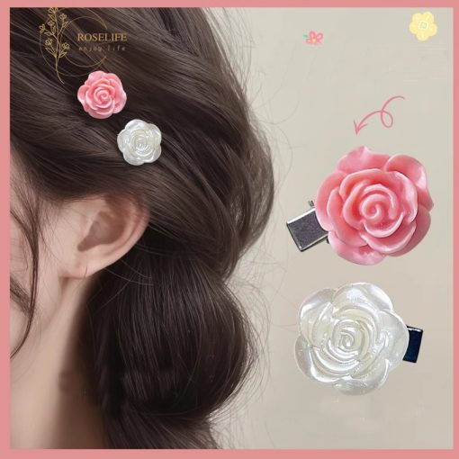 Roselife Hàn Quốc 1 Nhỏ Hoa Hồng Kẹp Tóc Cho Nữ Bé Gái Thời Trang Trắng Camellia Kẹp Tóc Barrettes Phụ Kiện Tóc